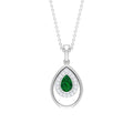 Emerald Teardrop Necklace – AAA Quality Emerald Pendant with Diamond Halo