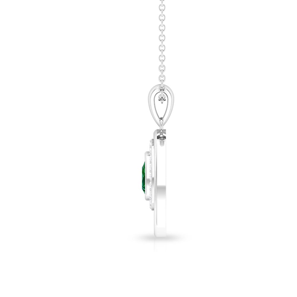 Emerald Teardrop Necklace – AAA Quality Emerald Pendant with Diamond Halo