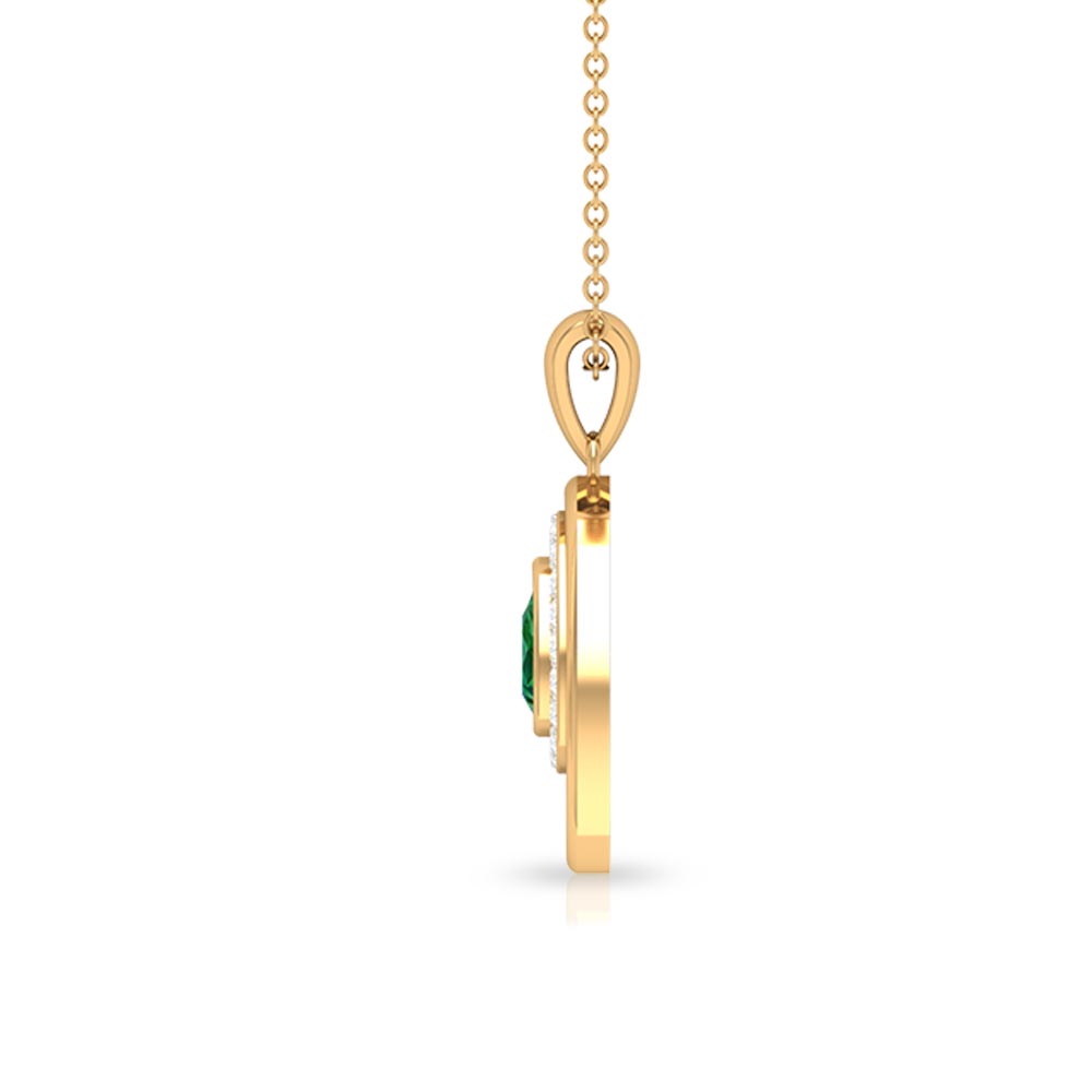 Emerald Teardrop Necklace – AAA Quality Emerald Pendant with Diamond Halo