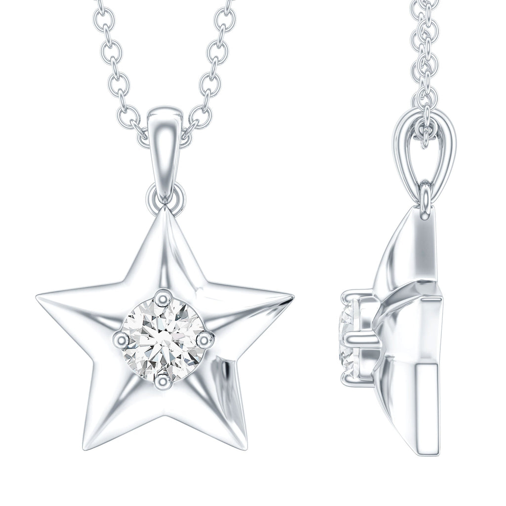 Moissanite Star Pendant – 4MM D-VS1 Stone Celestial Necklace with Cable Chain