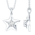 Moissanite Star Pendant – 4MM D-VS1 Stone Celestial Necklace with Cable Chain