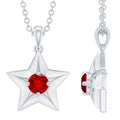Certified Lab Created Ruby Star Pendant Necklace