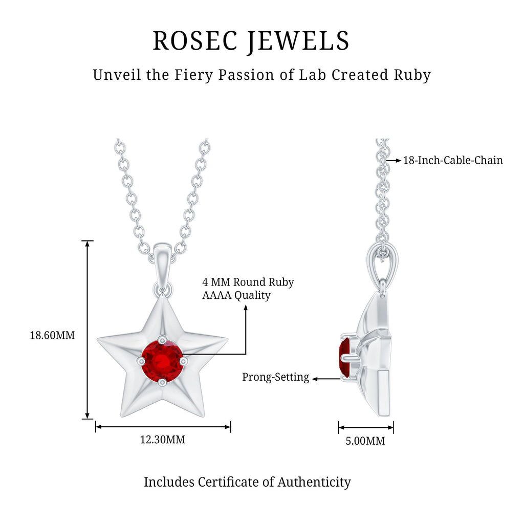 Certified Lab Created Ruby Star Pendant Necklace