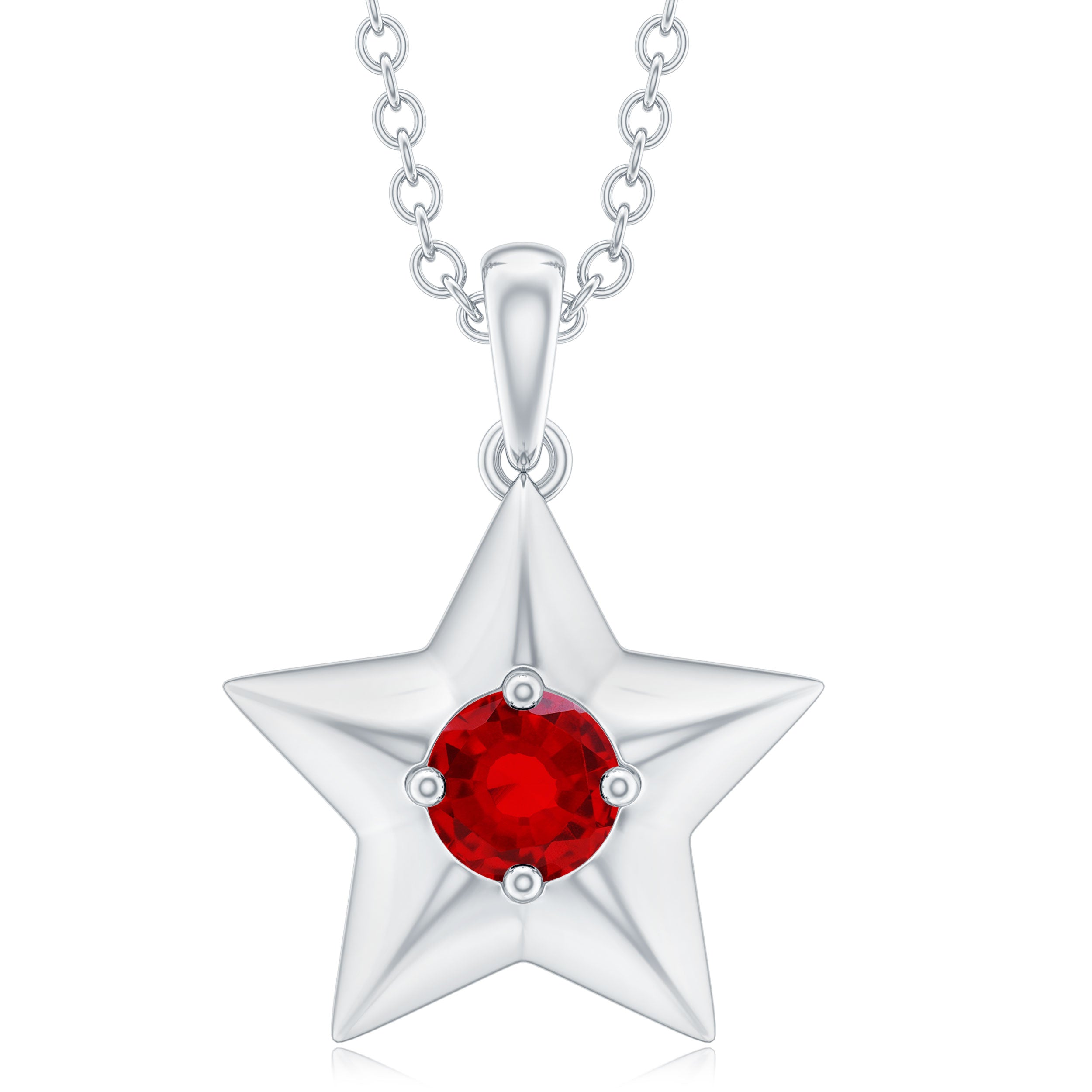 Certified Lab Created Ruby Star Pendant Necklace