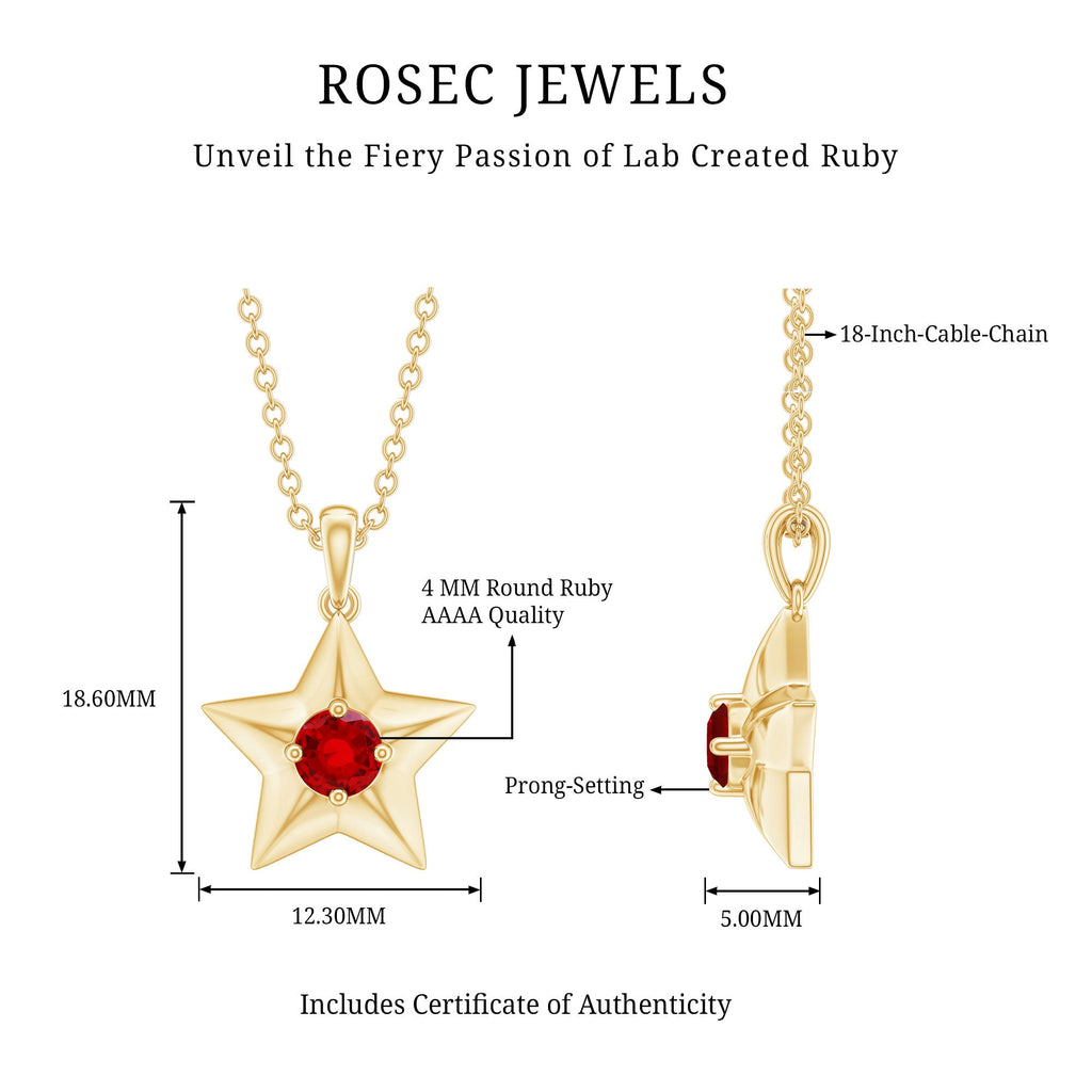 Certified Lab Created Ruby Star Pendant Necklace