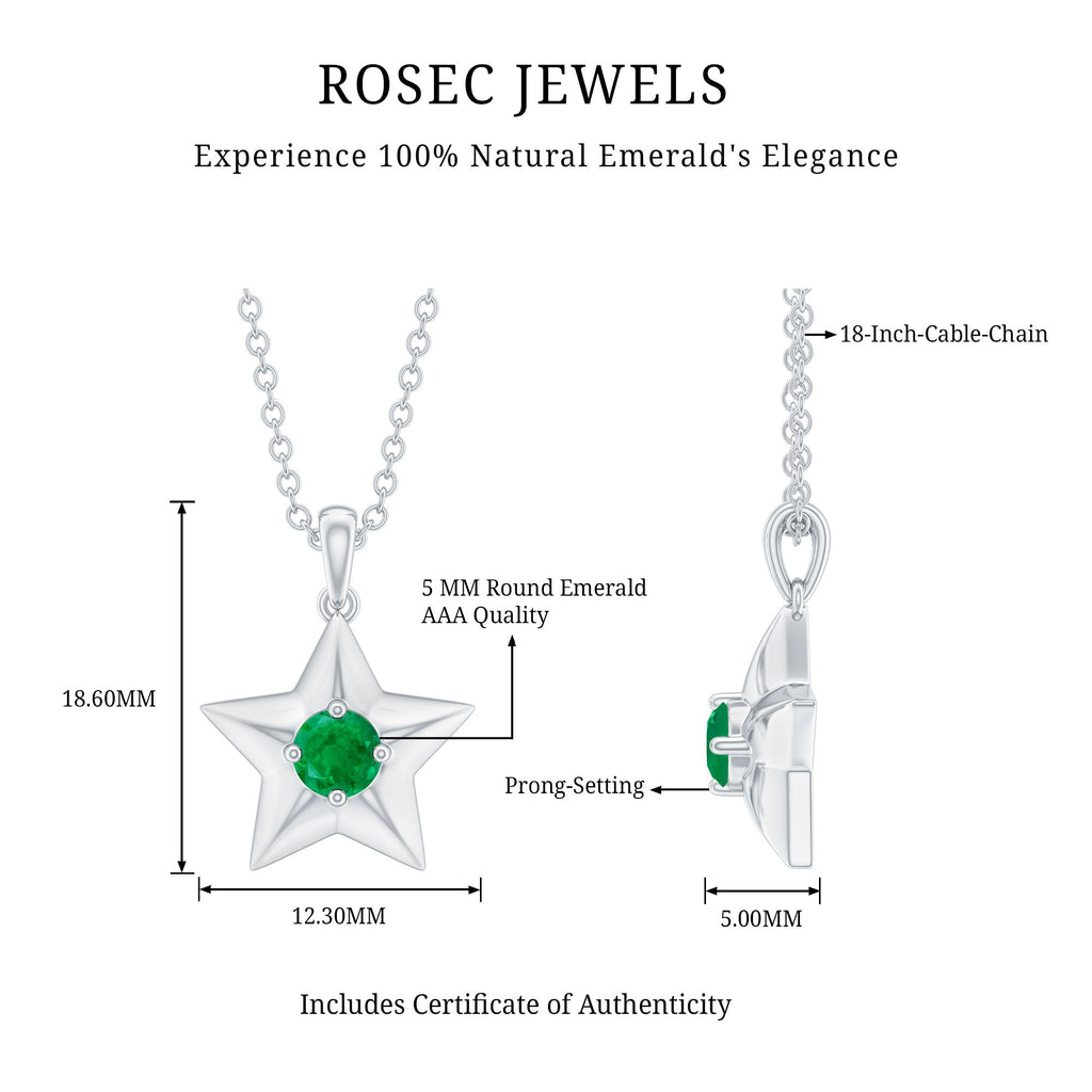 Emerald Star Pendant Natural Half Carat Necklace – AAA Quality Green Gemstone Jewelry
