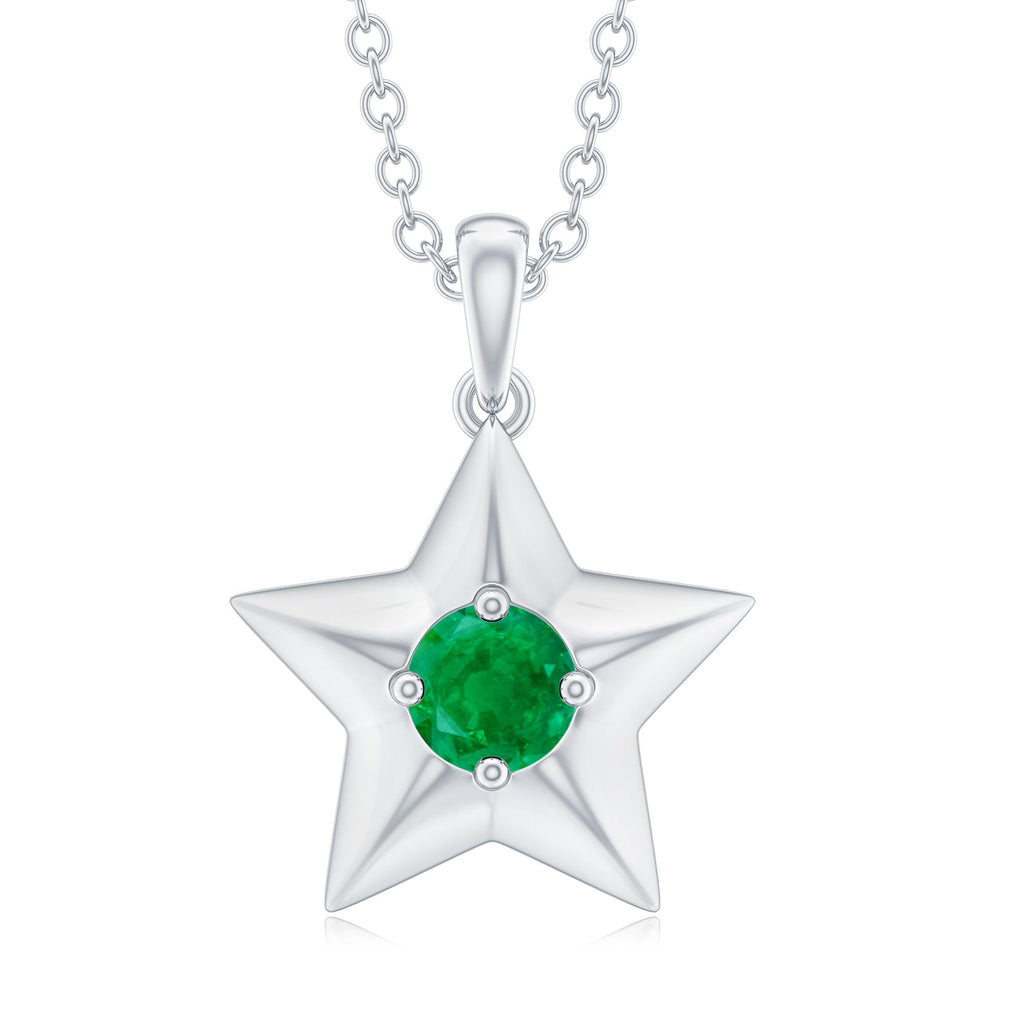 Emerald Star Pendant Natural Half Carat Necklace – AAA Quality Green Gemstone Jewelry