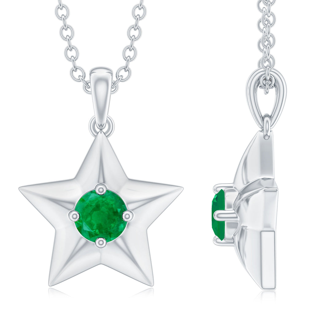 Emerald Star Pendant Natural Half Carat Necklace – AAA Quality Green Gemstone Jewelry