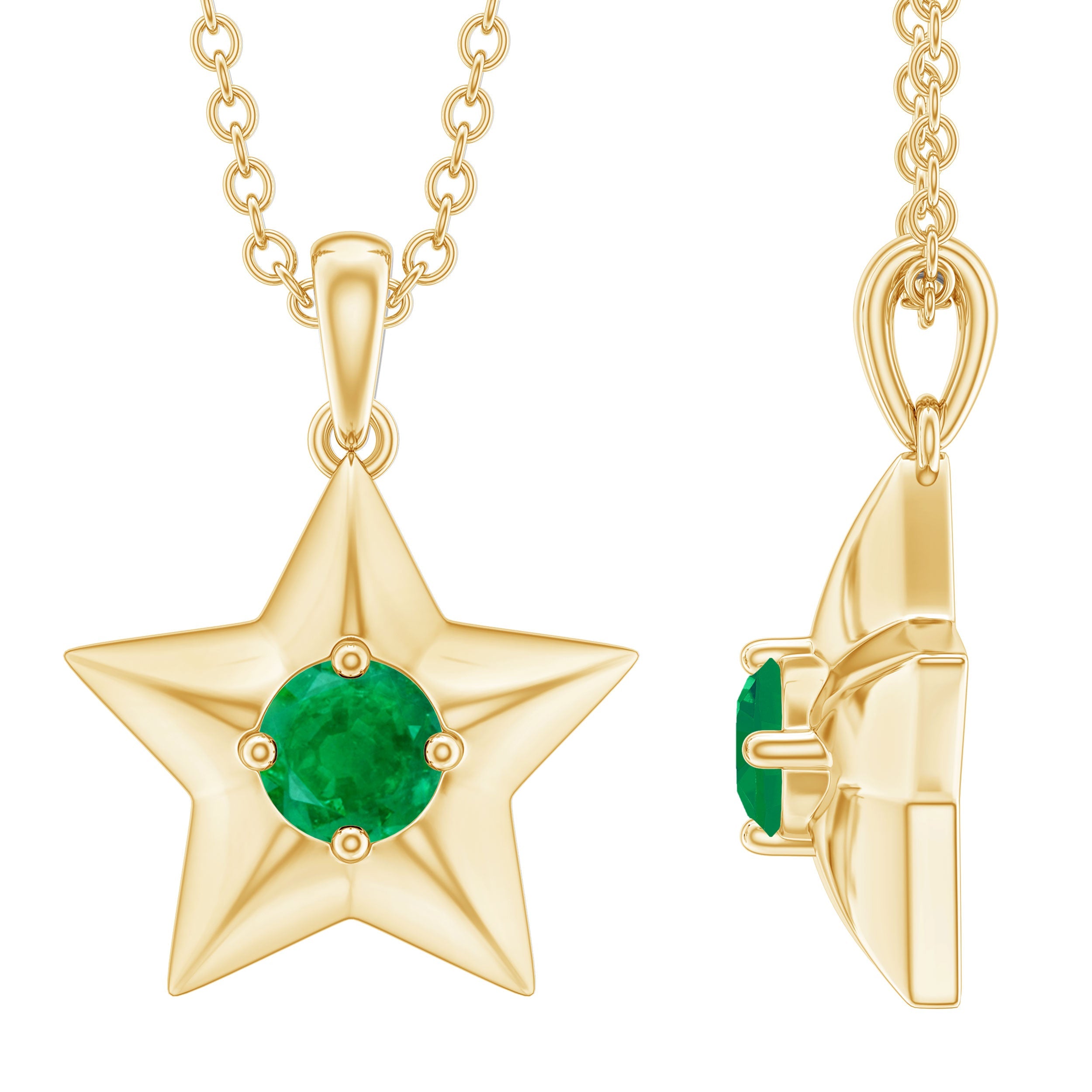 Emerald Star Pendant Natural Half Carat Necklace – AAA Quality Green Gemstone Jewelry