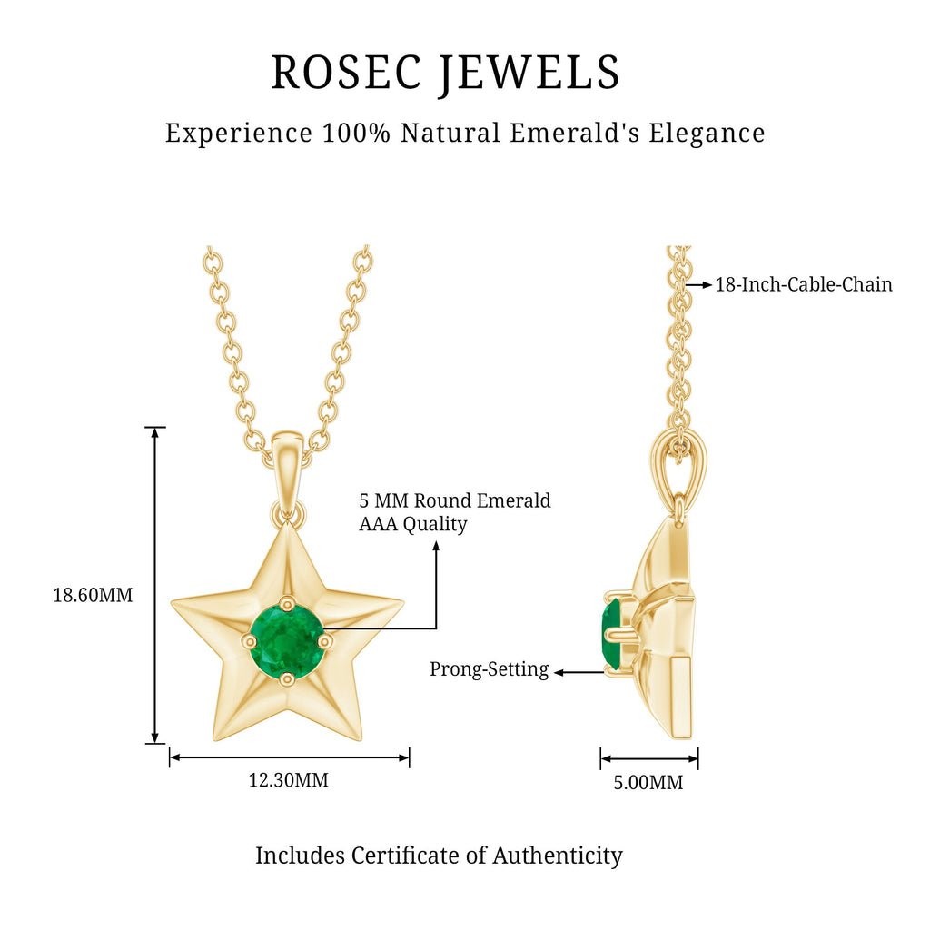 Emerald Star Pendant Natural Half Carat Necklace – AAA Quality Green Gemstone Jewelry