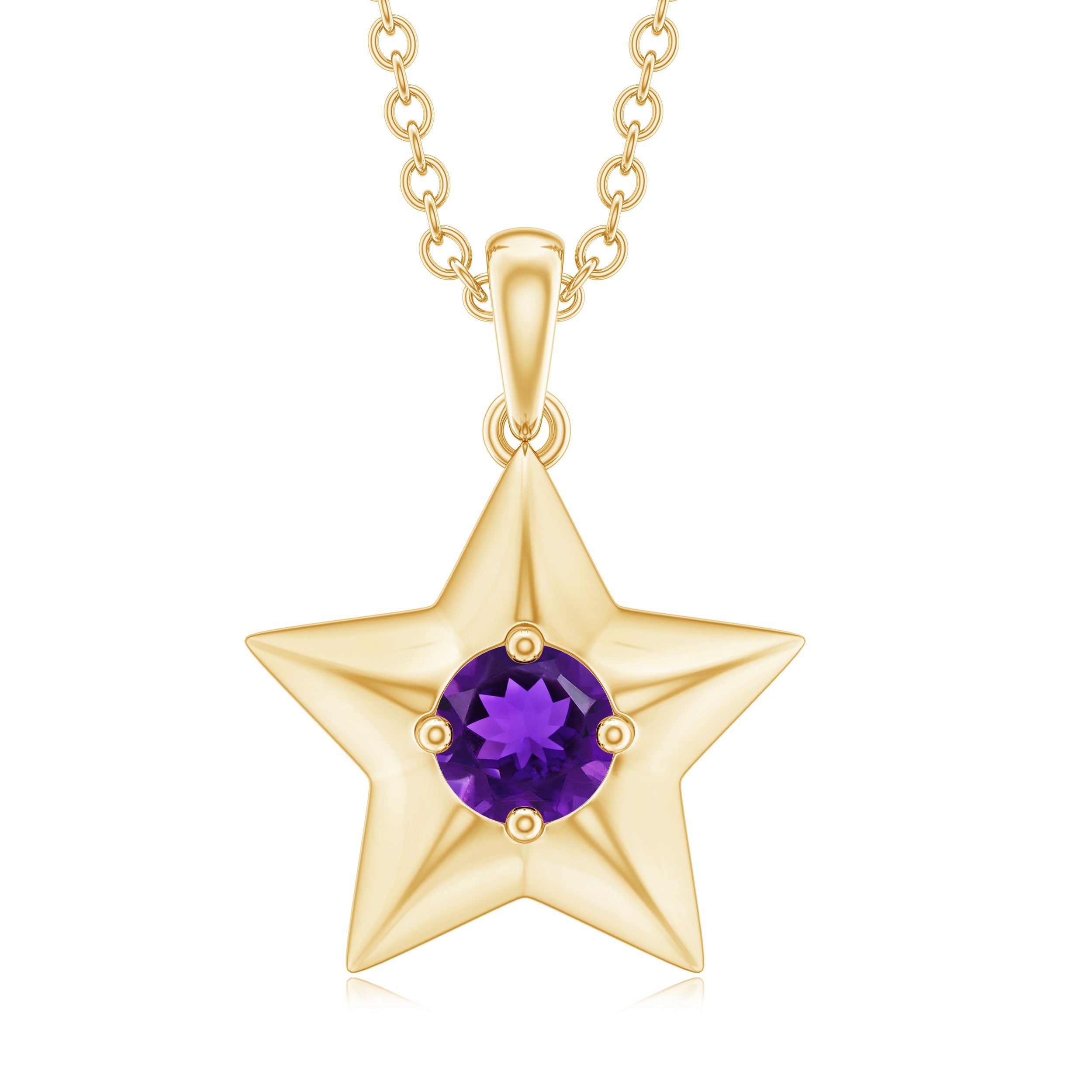 Amethyst Star Necklace – Purple Gemstone Pendant with Fine Chain & Lobster Clasp