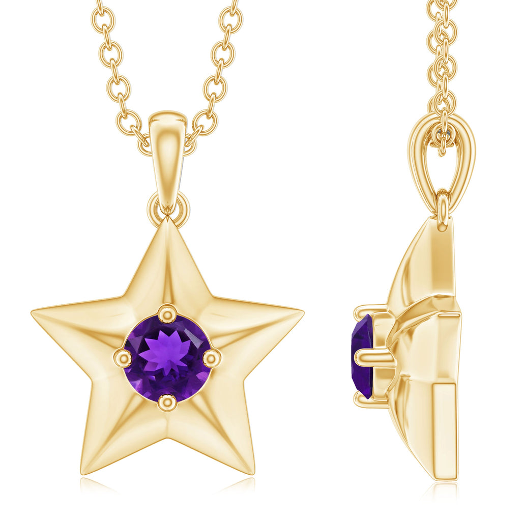 Amethyst Star Necklace – Purple Gemstone Pendant with Fine Chain & Lobster Clasp