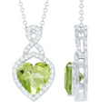 Peridot Infinity Pendant – 2 Carat Heart Shape Necklace with Moissanite Stones