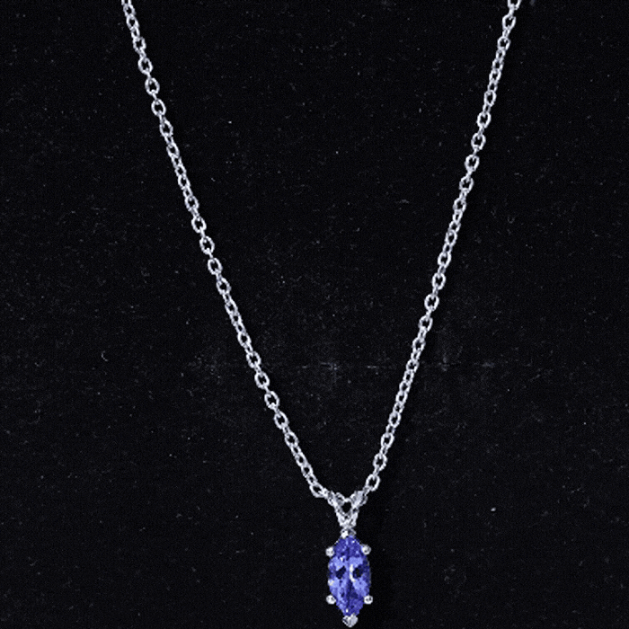 Marquise Tanzanite Pendant – 0.6 Carat Solitaire Necklace with Adjustable Silver Chain