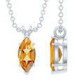 Citrine Solitaire Necklace – 4X8 MM Marquise Cut Pendant | Silver Chain Jewelry