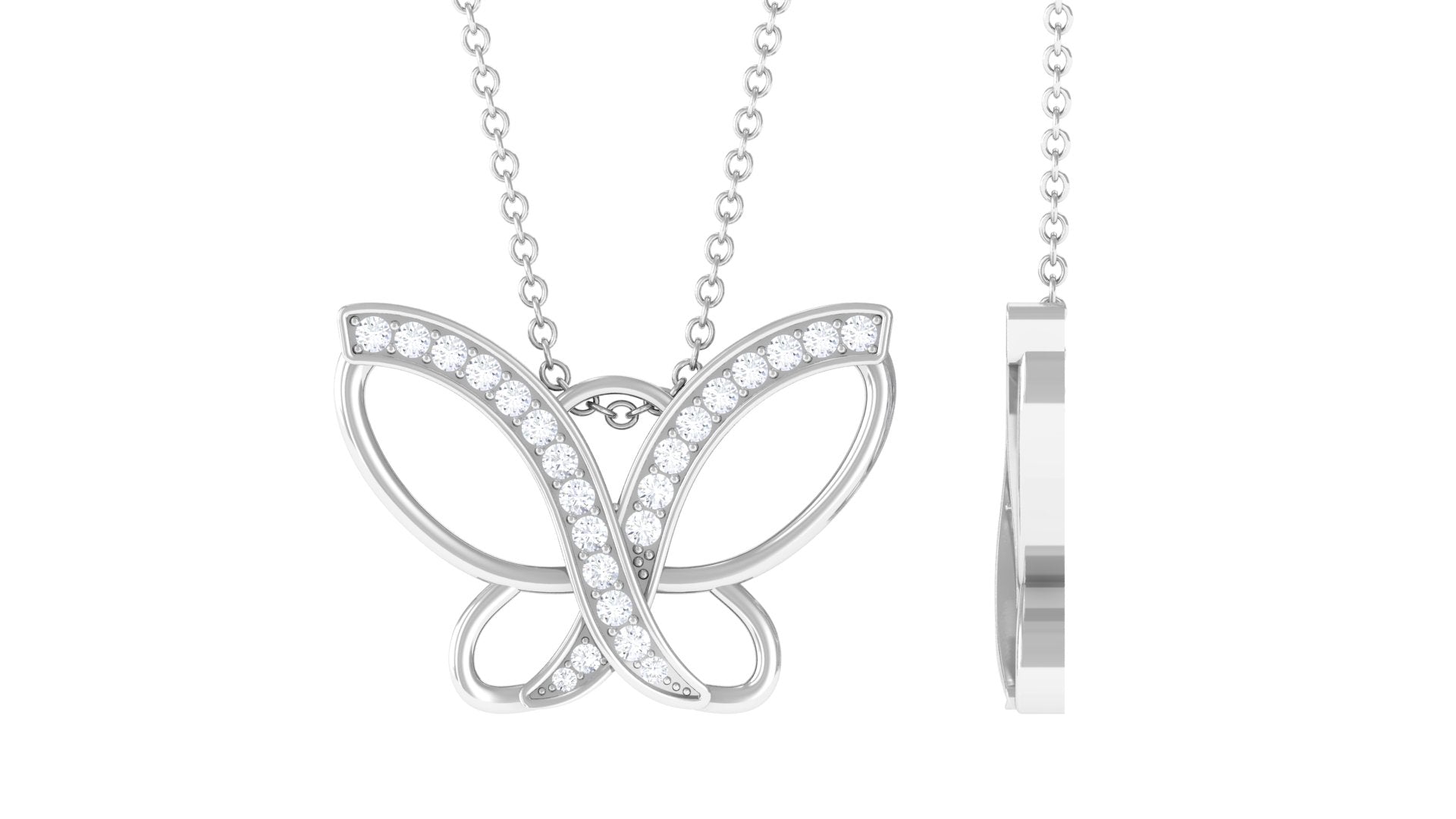 Diamond Butterfly Necklace – Dainty Butterfly Pendant for Women | Pave Setting Diamonds