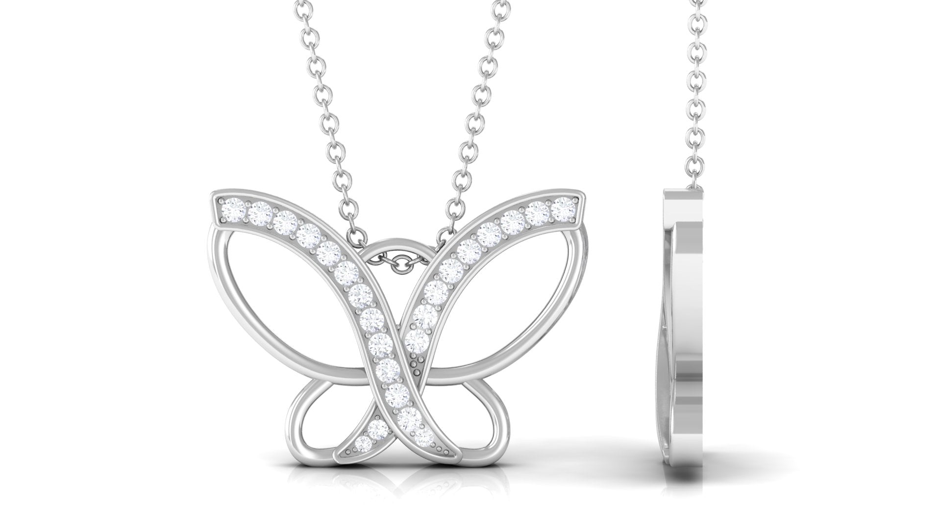 Diamond Butterfly Necklace – Dainty Butterfly Pendant for Women | Pave Setting Diamonds