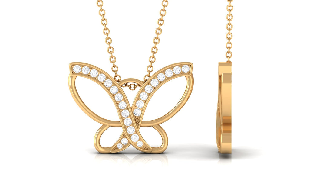 Diamond Butterfly Necklace – Dainty Butterfly Pendant for Women | Pave Setting Diamonds