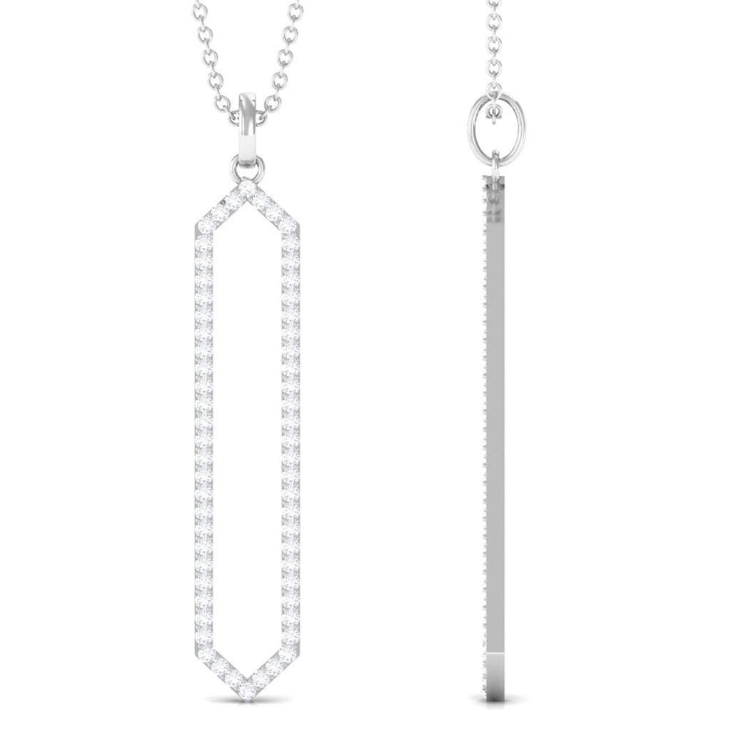 Diamond Geometric Necklace - Modern Hexagon Pendant With Round Brilliant Cut