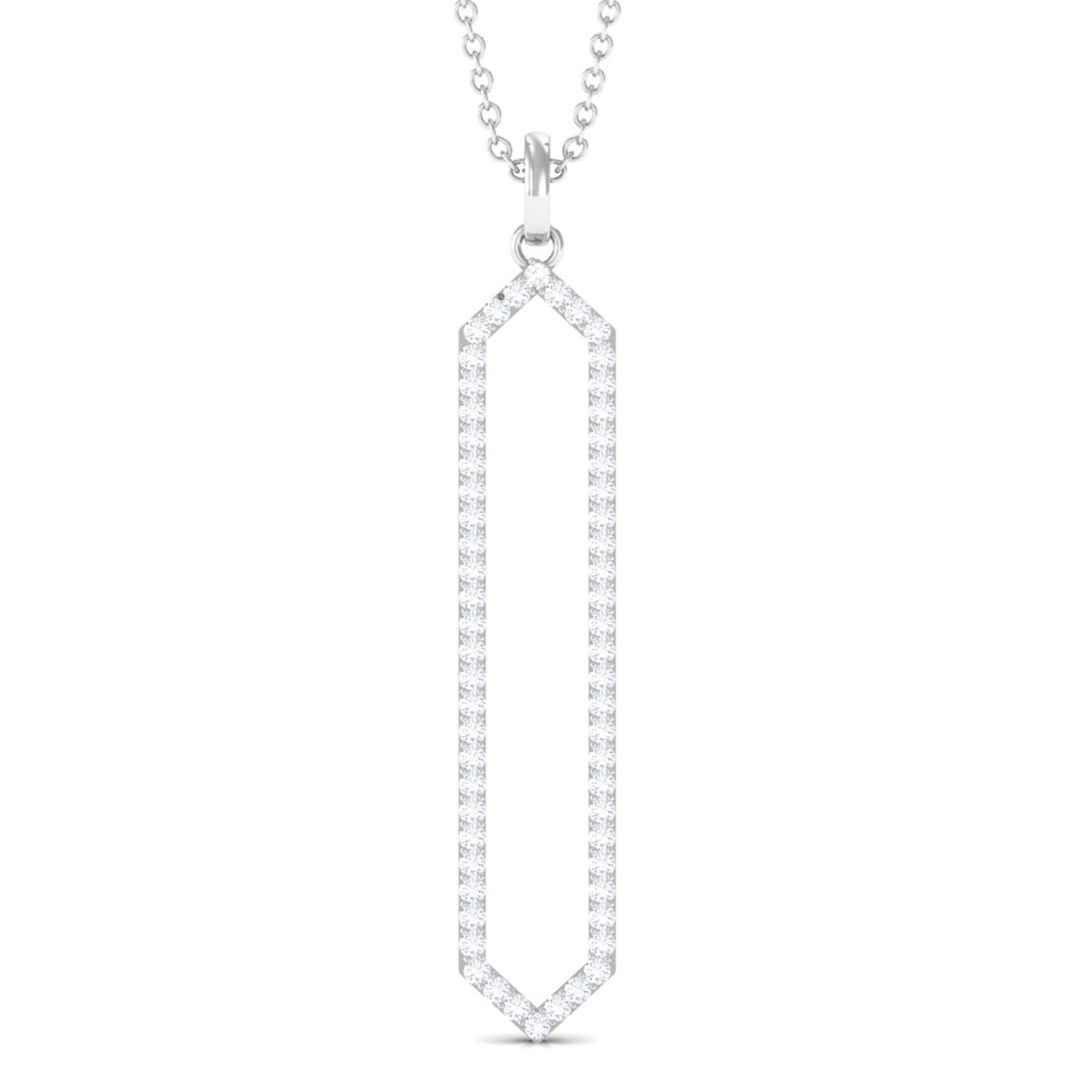 Diamond Geometric Necklace - Modern Hexagon Pendant With Round Brilliant Cut