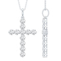 Moissanite Cross Pendant | Round Moissanite Stone - Prong Setting Necklace