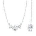 Moissanite Three Stone Necklace - Stackable Pendant With Round Cut D-VS1 Stones