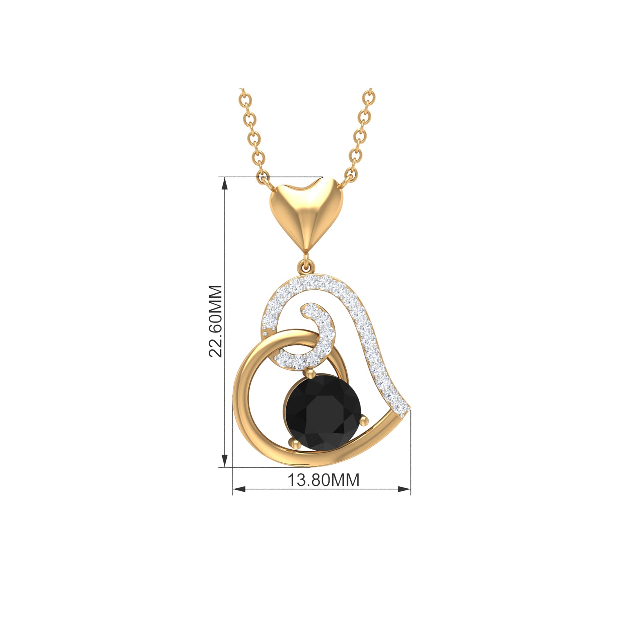 2 Carat Black Onyx and Diamond Heart Drop Pendant