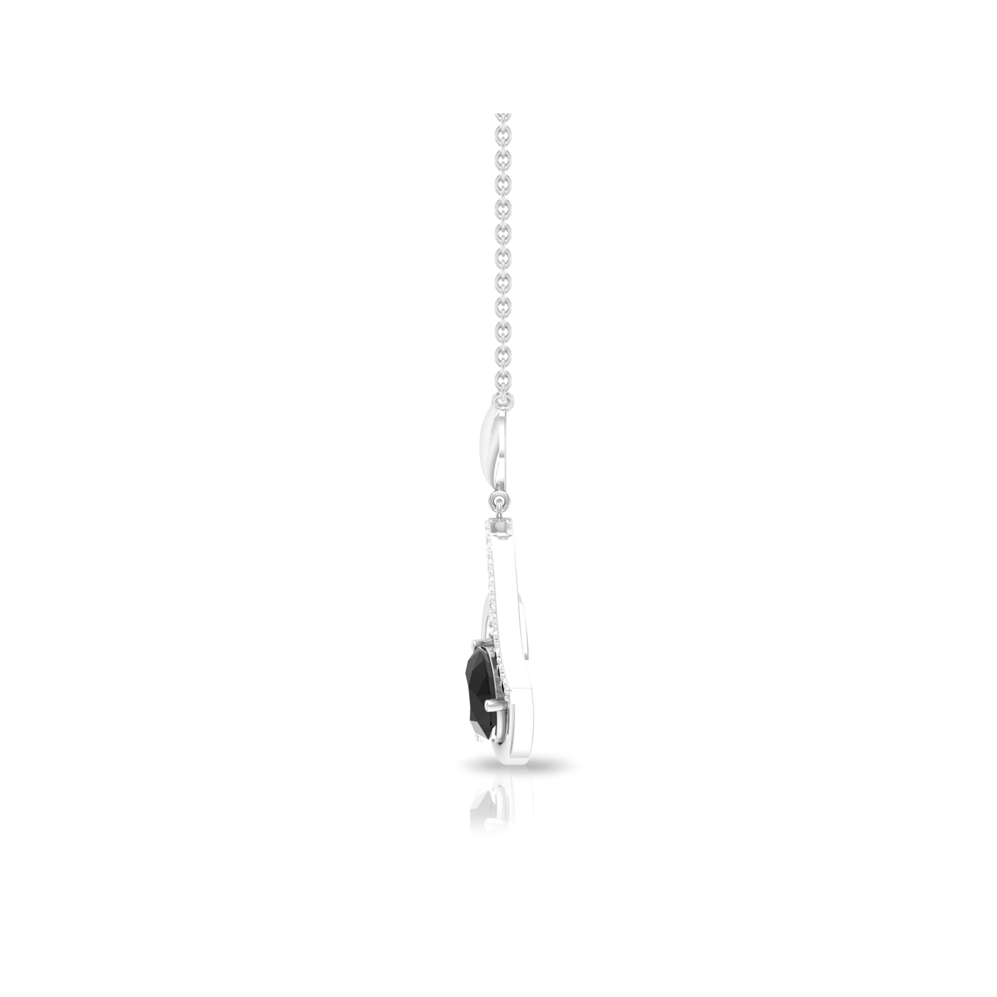 2 Carat Black Onyx and Diamond Heart Drop Pendant