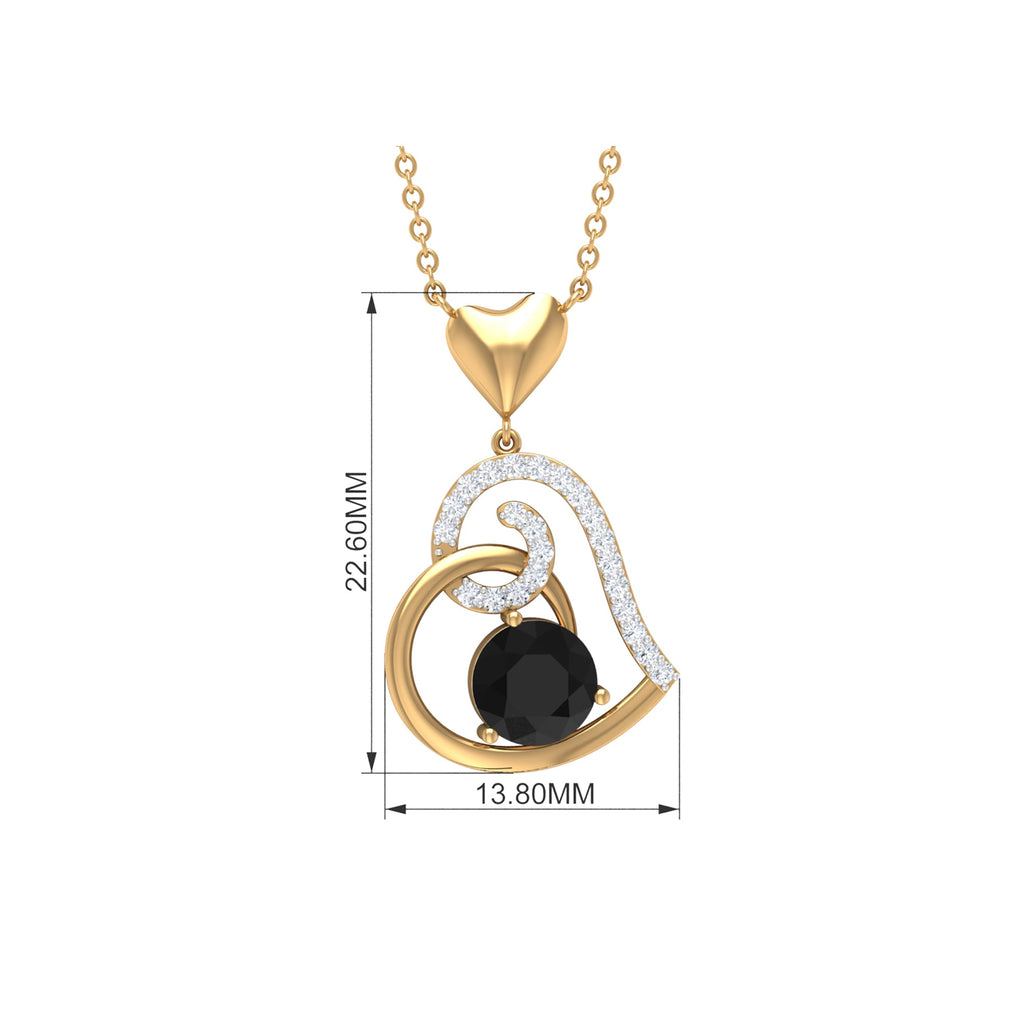 2 Carat Black Onyx and Diamond Heart Drop Pendant