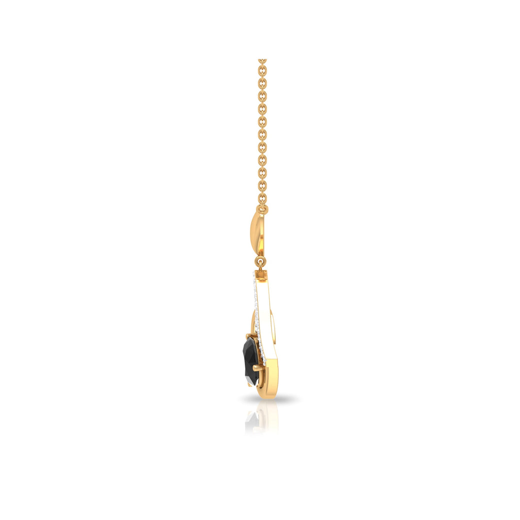 2 Carat Black Onyx and Diamond Heart Drop Pendant