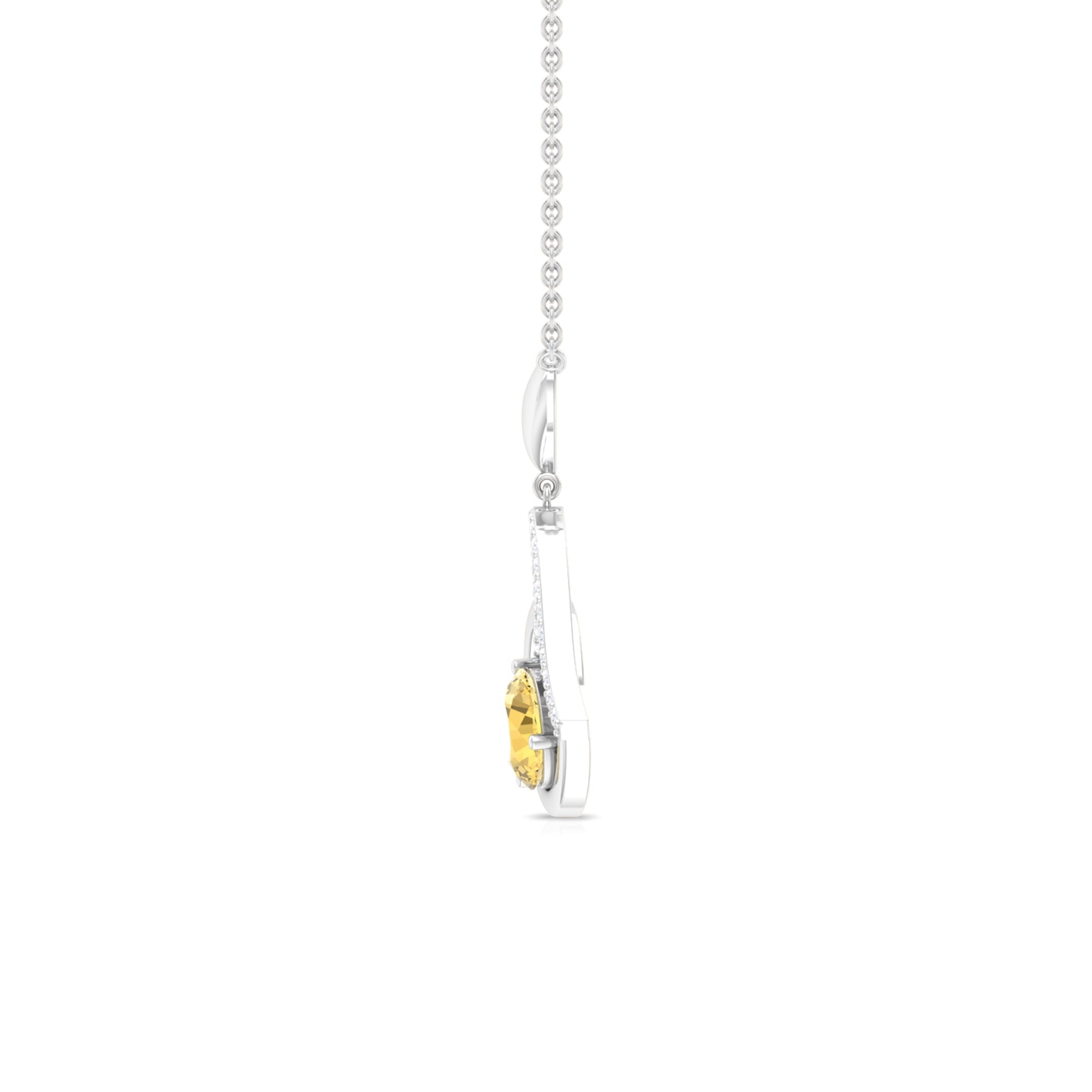 1.2 Carat Citrine and Diamond Heart Drop Pendant