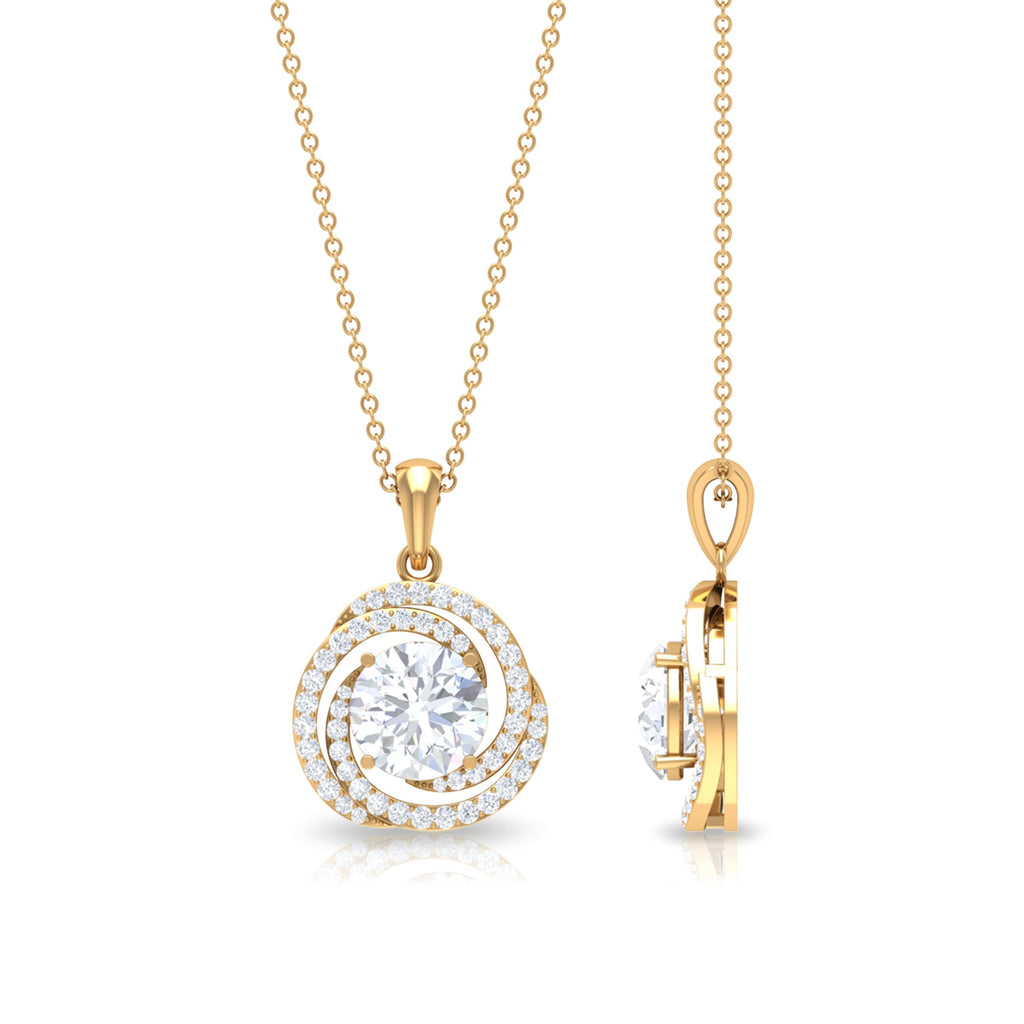 2 Carat Moissanite Necklace - Certified Swirl Pendant With Prong Setting