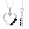 Real Black Onyx Open Heart Pendant Necklace