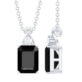 Natural 1.8 Carat Black Onyx Emerald Cut Necklace With Chain