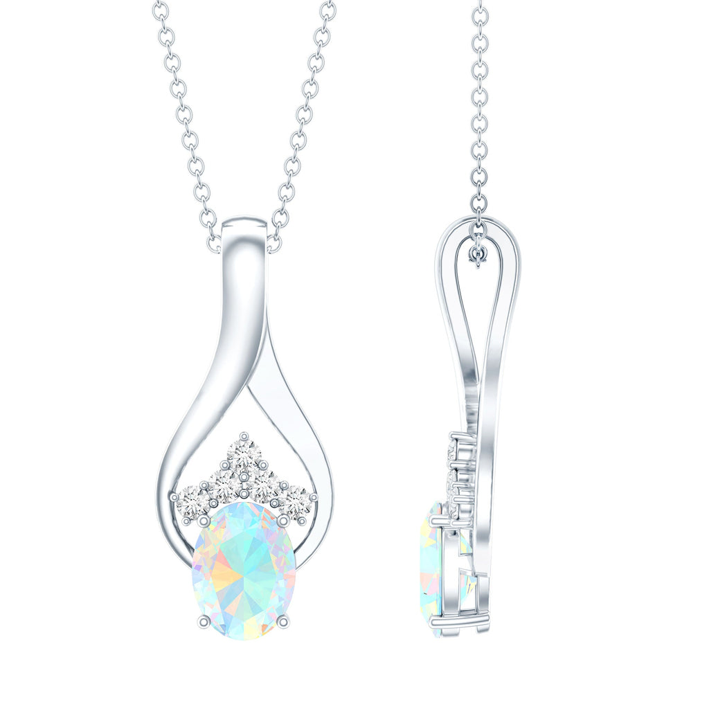 1.2 Carat Oval Ethiopian Opal Teardrop Pendant in Silver