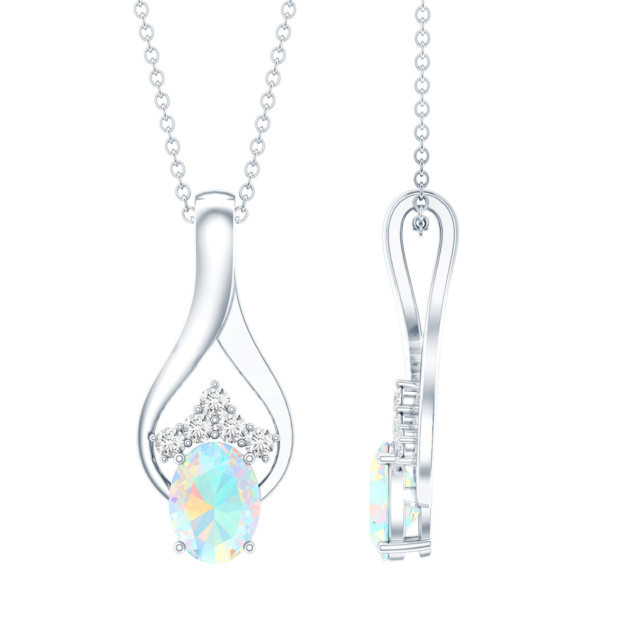 1.2 Carat Oval Ethiopian Opal Teardrop Pendant in Silver
