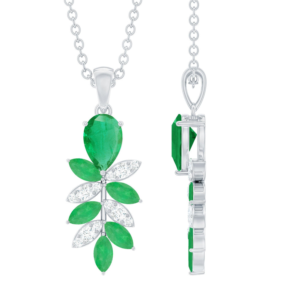 Emerald Diamond Necklace – Designer Bridal Necklace with Marquise Cut Pendant