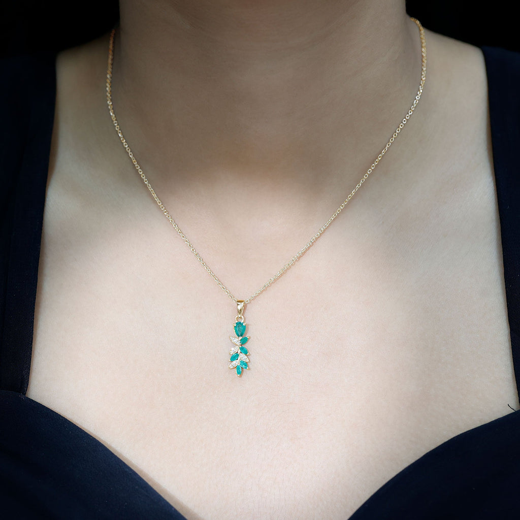 Emerald Diamond Necklace – Designer Bridal Necklace with Marquise Cut Pendant