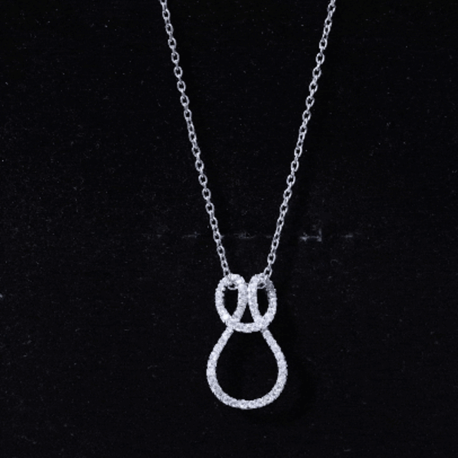 Moissanite Infinity Necklace – Twisted Pendant With Pave Set Stones Sparkling Design