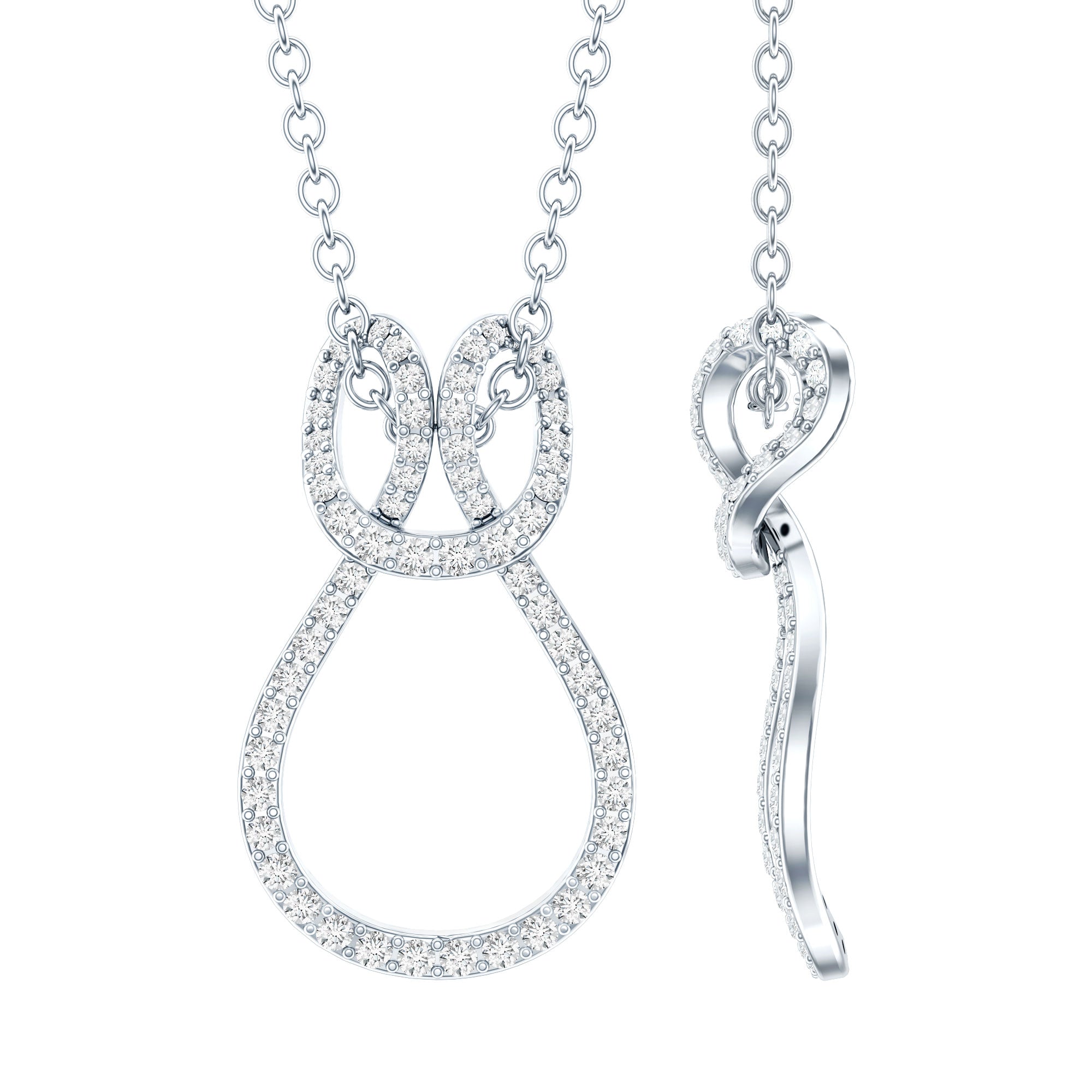 Moissanite Infinity Necklace – Twisted Pendant With Pave Set Stones Sparkling Design