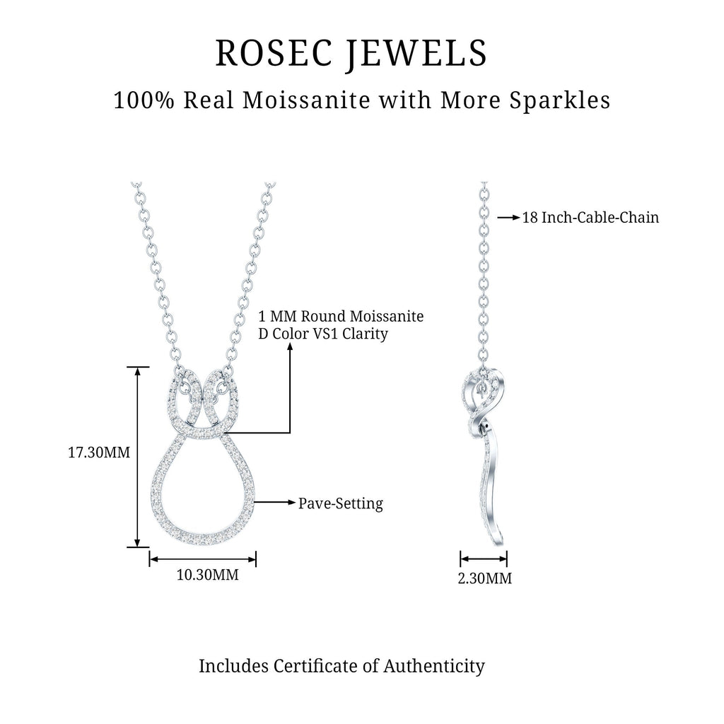 Moissanite Infinity Necklace – Twisted Pendant With Pave Set Stones Sparkling Design