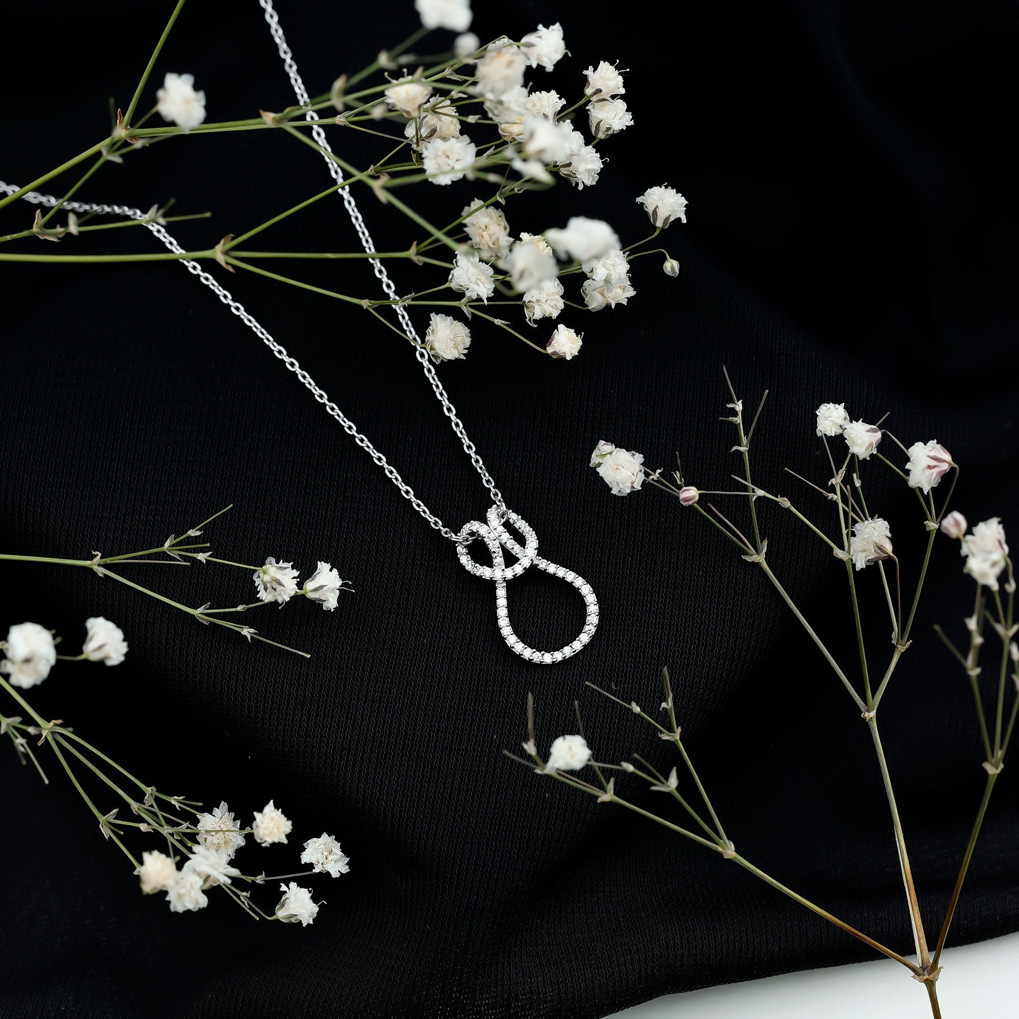 Moissanite Infinity Necklace – Twisted Pendant With Pave Set Stones Sparkling Design