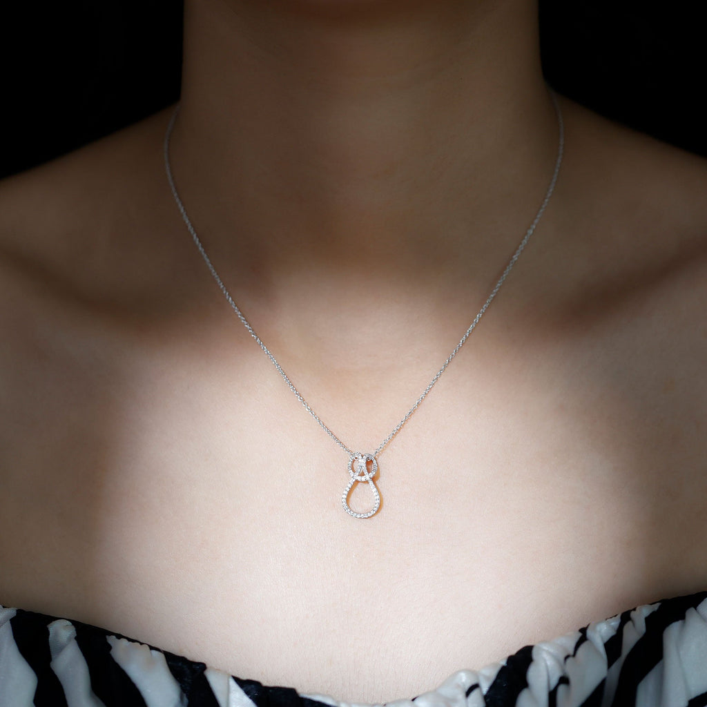 Moissanite Infinity Necklace – Twisted Pendant With Pave Set Stones Sparkling Design