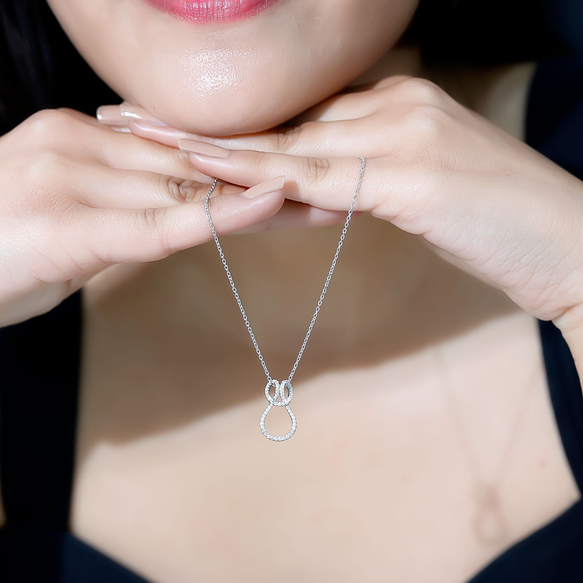 Moissanite Infinity Necklace – Twisted Pendant With Pave Set Stones Sparkling Design