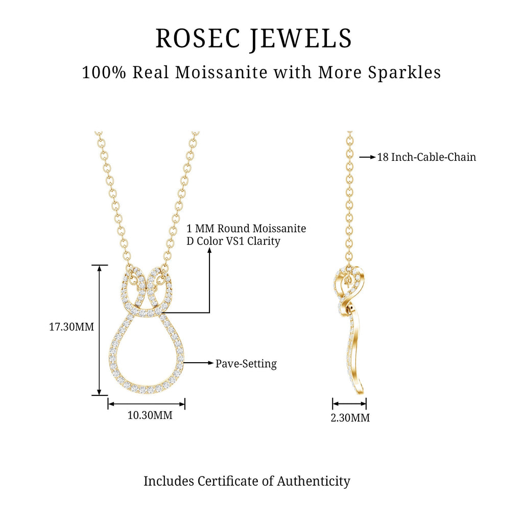 Moissanite Infinity Necklace – Twisted Pendant With Pave Set Stones Sparkling Design