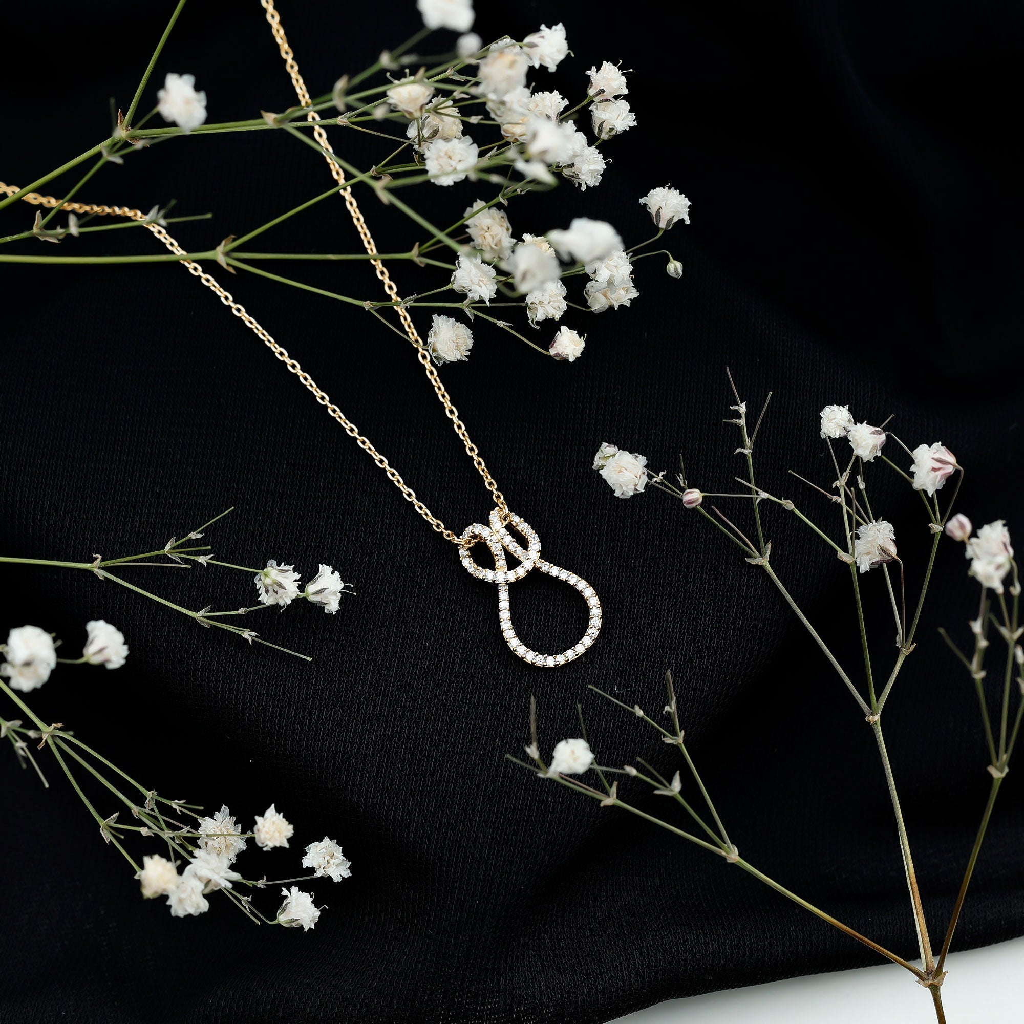 Moissanite Infinity Necklace – Twisted Pendant With Pave Set Stones Sparkling Design