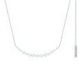 Moissanite Curved Bar Necklace – Elegant Horizontal Pendant with Round Cut Stones