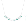 Lab Grown Emerald Necklace – Curved Bar Necklace with Princess Cut Emeralds & Moissanite