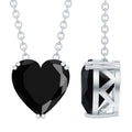 Black Spinel Necklace - 2 Carat Heart Shape Solitaire Pendant in Double Prong Setting