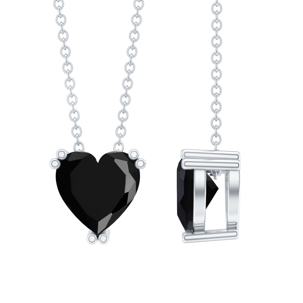 Heart Shape 2 Carat Black Onyx Solitaire Necklace